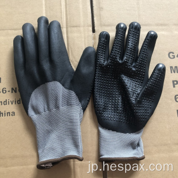 Hespax OEM 15Gマイクロフォームニトリル点線作業手袋